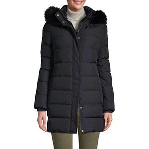 Lands' End Women's 600 Down Fill Winter Long Coat with Hood Black Size Medium M